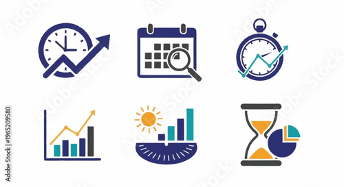 Business productivity and time management icons.