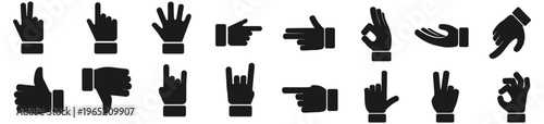 Hand gesture icons sets.
