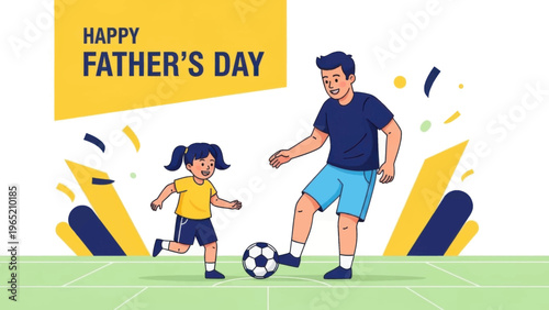 Father and Daughter Playing Soccer Together.