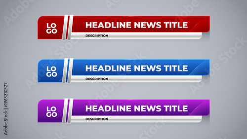 set lower third with variation color for television and broadcast media template