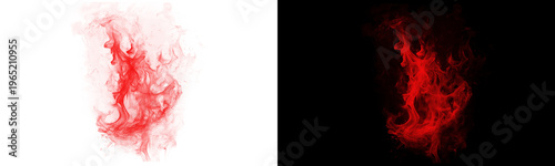 Bild auf Leinwand Glowing Red Neon Tall Smoke Flame - Day and Night Versions