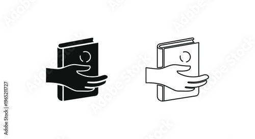 Hands holding books knowledge education symbol Vector