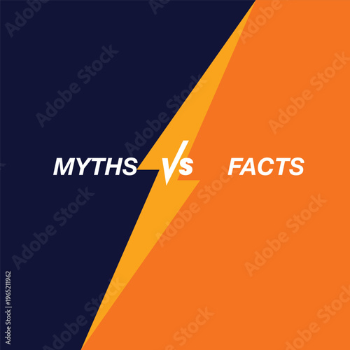 Myths vs facts reality comparison concept in modern style. Myths vs facts cross check icon with trend style.