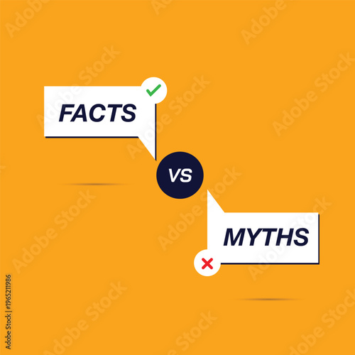 Myths vs facts reality comparison concept in modern style. Myths vs facts cross check icon with trend style.