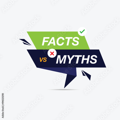 Myths vs facts reality comparison concept in modern style. Myths vs facts cross check icon with trend style.