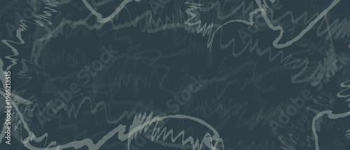 Abstract gray and white scribble lines border on dark teal background