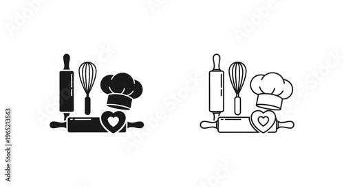 Baking chef logo design Vector