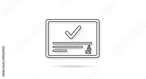 Certificate with Checkmark and Microscope Icon: Science and Achievement