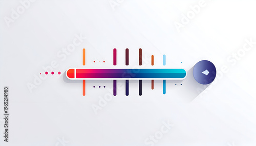 Abstract colorful equalizer design with sound wave and dial on white background