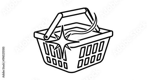 Clean Shopping Basket Icon with Sparkle Effect - Online Retail Concept