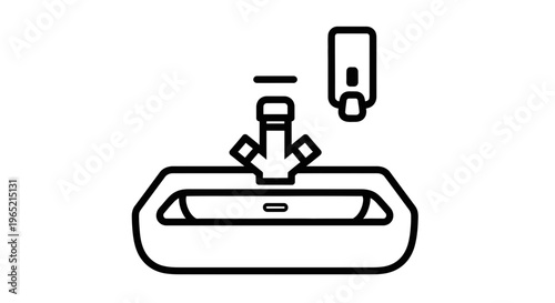 Clean Bathroom Sink with Soap Dispenser Icon - Hygiene and Sanitation Concept