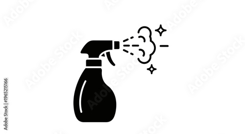 Cleaning Spray Bottle Icon with Sparkles and Mist