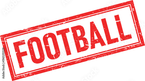 Football Distressed Red Ink Stamp Impression with Border on Isolated Background