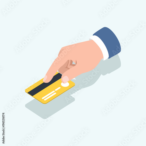 Hand Holding Credit Card for Payment Transaction Concept.  Perfect for concepts of online payment, banking, e-commerce, shopping, and financial transactions in a modern, secure way.