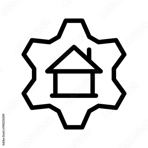 Innovative house icon set smart home automation, gear system and maintenance technology visuals