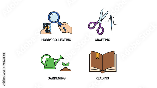Fotografía Four leisure activities represented through simple icons