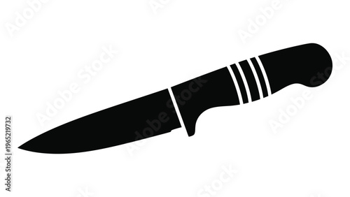 Black silhouette of a fixed blade knife with ergonomic handle