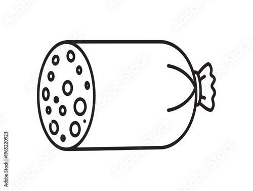 salami, cured meat, deli food, vector icon isolated on White Background