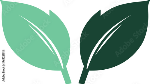 Bild auf Leinwand Hojas verdes minimalistas en estilo plano, icono de ecología y naturaleza, ilust