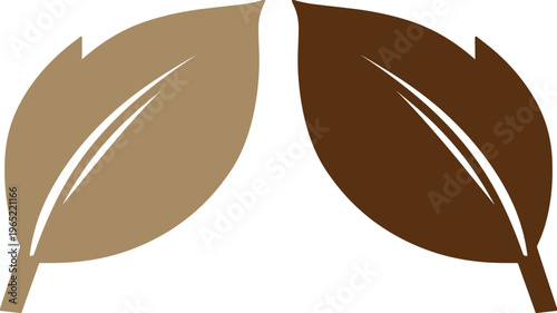 Hojas de café en estilo minimalista, ilustración vectorial de follaje orgánico marrón, iconos de hojas naturales para logotipos de cafetería