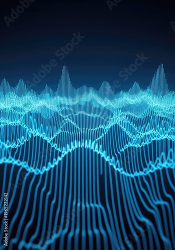 Dynamic abstract wave field creating rhythmic oscillations across a digital surface. Ideal flowing backdrop showcasing technology and motion, futuristic, frequency, field