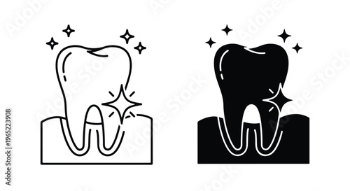 Clean tooth icon set for dentistry vector - Editable line icons. Vector illustration - Glyph and solid icon set - Icon vector