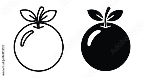 Fresh apple fruit vector icon set - Solid vector icons - Clipart, sticker - icon set