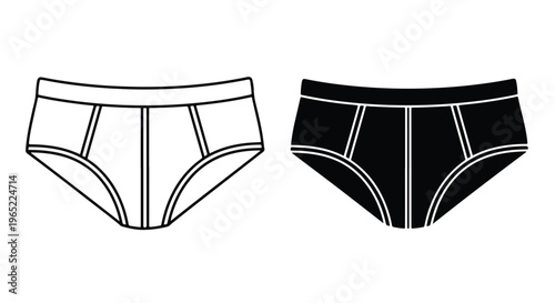 Mens underwear brief fashion icon set - Minimalist, flat icon, outline, glyph, linear, clipart, sticker - icon set
