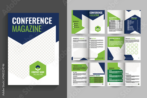 professional Creative conference Agenda Template, blue green color business Conference magazine Schedule Guide