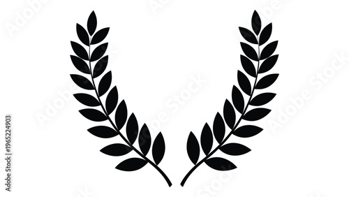 Laurel wreath silhouette on white background