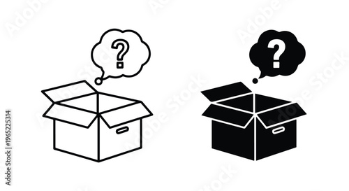 Open delivery box with question icon set - Editable line icons. Vector illustration - Glyph and solid icon set - Icon vector