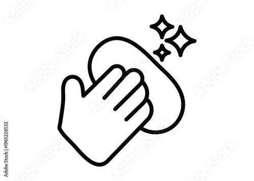 Hand holding sponge for cleaning, hygiene, and domestic chores illustration.