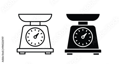 Kitchen weighing scale vector icon set - logo icons vector set. Blue, Black and white icons