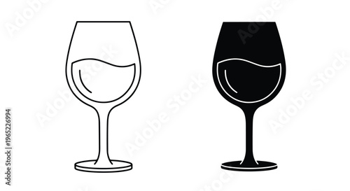 Wine glass drink beverage vector icon set - logo icons vector set. Blue, Black and white icons