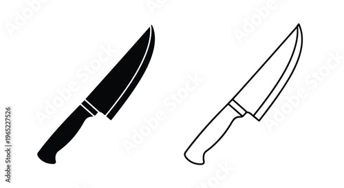 Kitchen chef knife vector icon set - Minimalist, flat icon, outline, glyph, linear, clipart, sticker - icon set