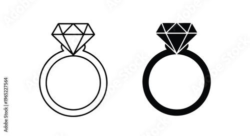 Diamond engagement ring vector icon - Editable line icons. Vector illustration - Glyph and solid icon set - Icon vector