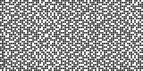 Random square pixel bg. Black dot background. Abstract digital pattern with square elements grid. Random cyber texture. Modern vector illustration.
