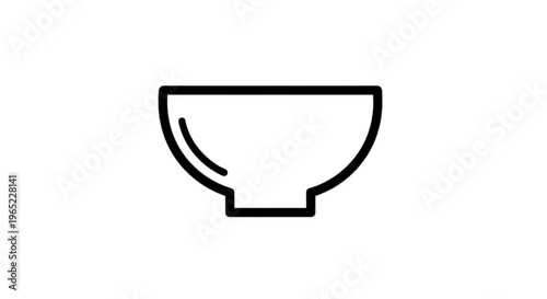 Vector illustration of minimalist line art icon of a simple bowl for food or kitchenware on a transparent background