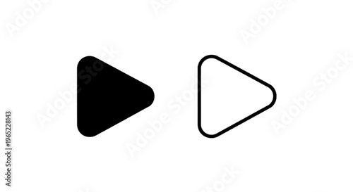 Vector illustration of set of play button icons, solid and outline style on a transparent background