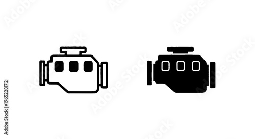 Vector illustration of engine icon set, car motor symbol, mechanical vehicle component on a transparent background