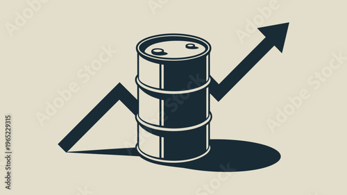 Oil Barrel and Rising Arrow: A simple yet impactful illustration depicts an oil barrel alongside a rising arrow, representing the upward trajectory of energy costs.