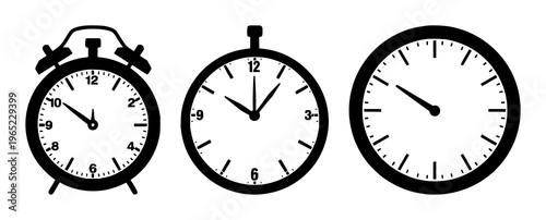 Pension fund retirement clock icon set with solid black icon on white background featuring clock, pension, finance with retirement and investment