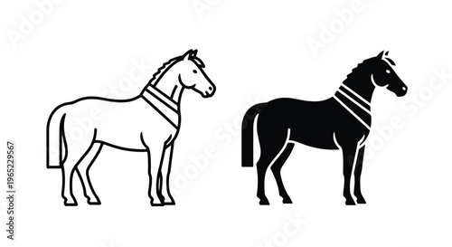 Sturdy horse animal silhouette icons - Solid vector icons - Clipart, sticker - icon set