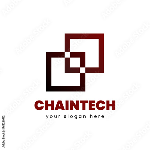 Modern Interlocking Square Outline Shape for Technology Company Logo