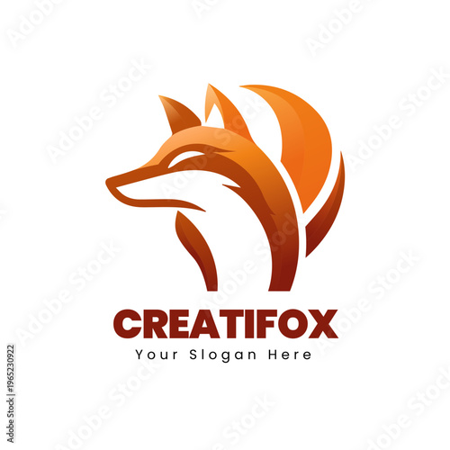 Modern Gradient Creative Fox Head Design Illustration Animal Mascot Logo