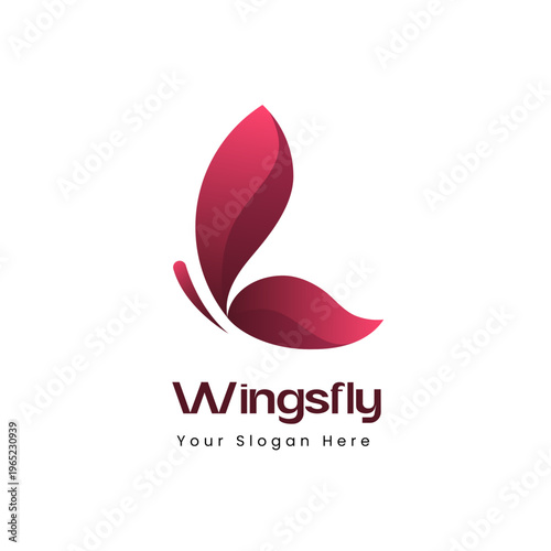 Gradient Modern Butterfly Wingsfly Shape Logo Design for Company Identity