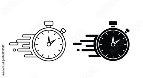 Fast time stopwatch and speed icon set - logo icons vector set. Blue, Black and white icons