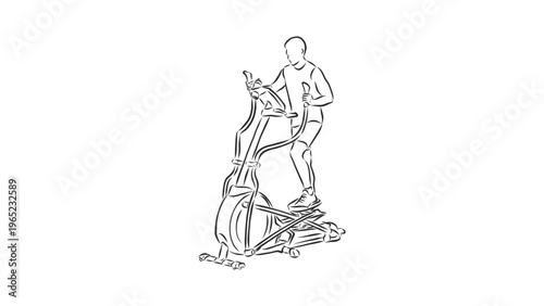 A man exercising on a stationary bike in a modern gym