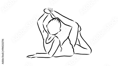 A minimalist line art illustration of a woman in a yoga pose