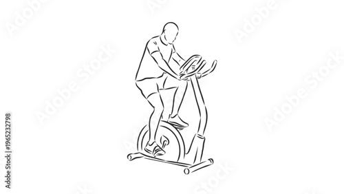 A fit man exercising on a stationary bike in a modern gym